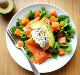 Smoked salmon salad with avacado