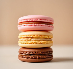 Three delicious macarons