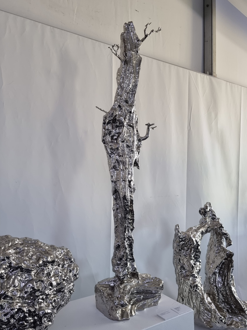 polished wooden tree sculpture