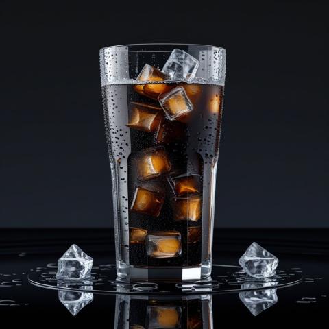 Cola with ice cubes