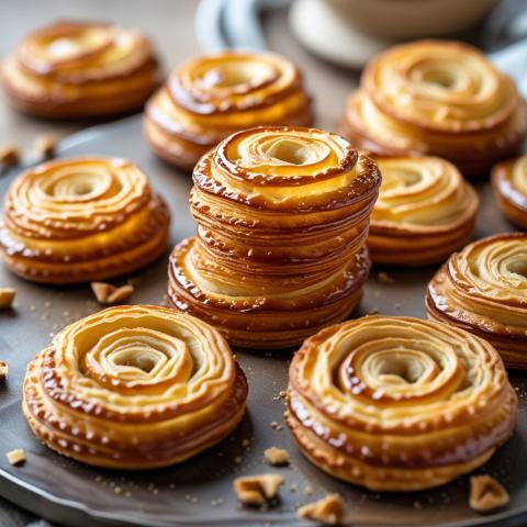 Golden Palmier puff pastry cookies