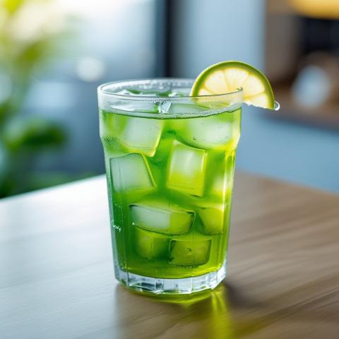 Iced green tea on the table