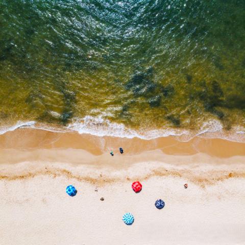 Painting the coast with waves and white sand