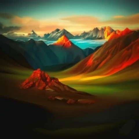 SUN SET AND MOUNTAINS